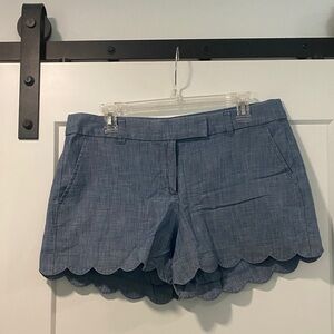J. Crew Blue Denim Scalloped Women Shorts